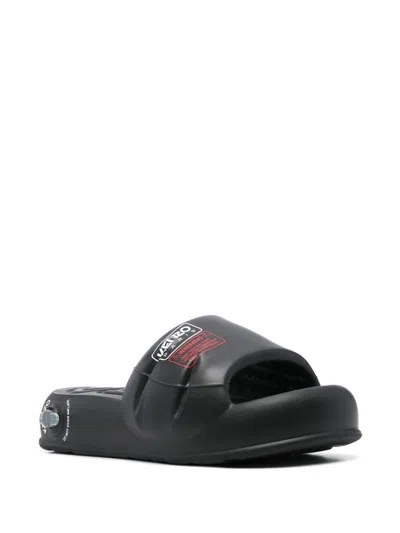 Kenzo Tiger Pool Mules In Black
