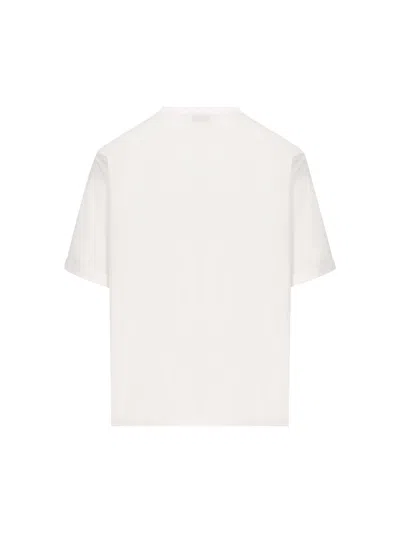 Saint Laurent Basic White T-shirt With Miiddle Logo Print In Cotton Woman In White