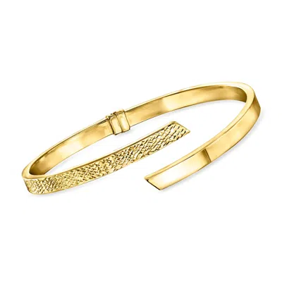 Ross-simons Italian 14kt Yellow Gold Diamond-cut And Polished Bypass Cuff Bracelet In Multi