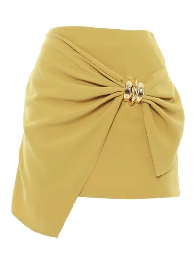 Elisabetta Franchi Curry Wrap Skirt In Yellow