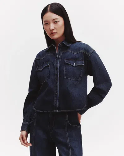 Twp Cropped Og Shirt In Dark Wash Denim