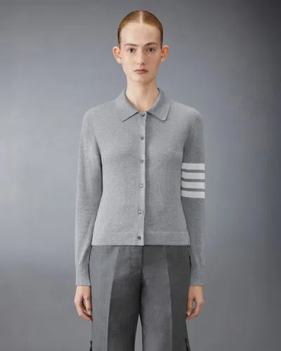 Thom Browne Jersey Stitch Button Down Shirt In Grey