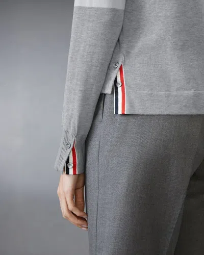 Thom Browne Jersey Stitch Button Down Shirt In Grey