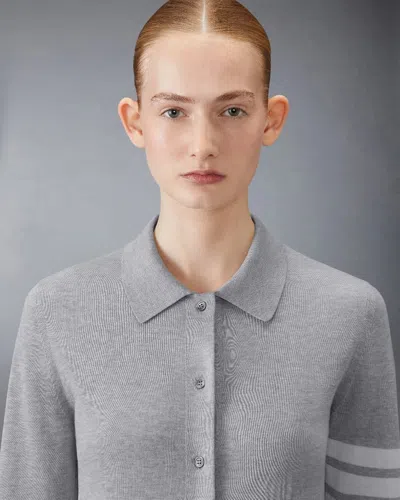 Thom Browne Jersey Stitch Button Down Shirt In Grey