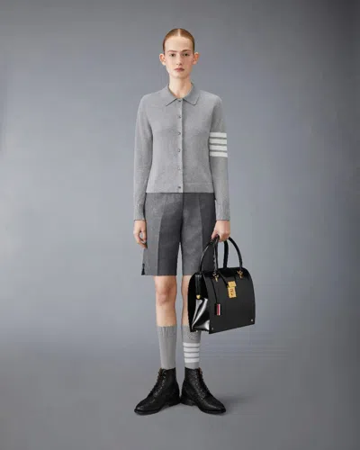 Thom Browne Jersey Stitch Button Down Shirt In Grey