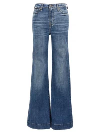 7 For All Mankind Womens Gran Canyon Modern Dojo Flared-leg High-rise Denim-blend Jeans