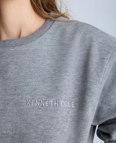 Kenneth Cole Site Exclusive!  Embroidered Logo Sweatshirt In Char-cole Heather