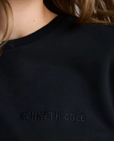 Kenneth Cole Site Exclusive!  Embroidered Logo Sweatshirt In Black