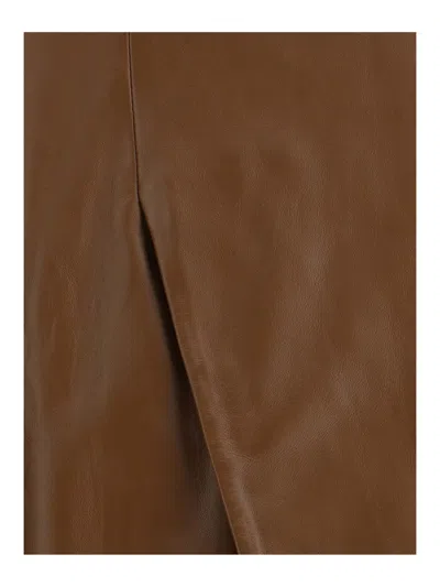 Loulou Studio Front Slit Wrap Midi Skirt In Brown