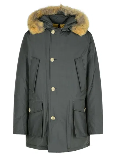 Woolrich Artic Grey Cotton Blend Parka In Grey