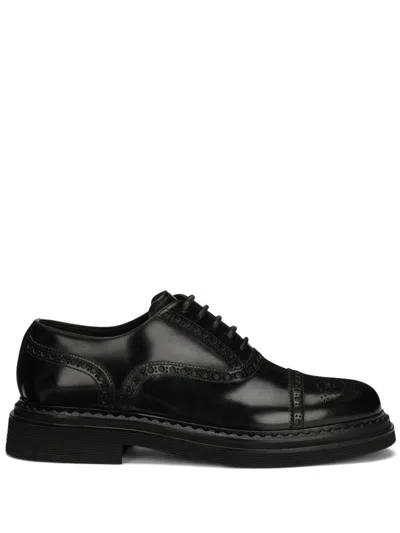 Dolce & Gabbana Black Leather Oxfords And Derbies In Black