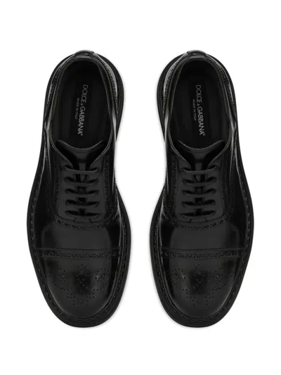 Dolce & Gabbana Black Leather Oxfords And Derbies In Black