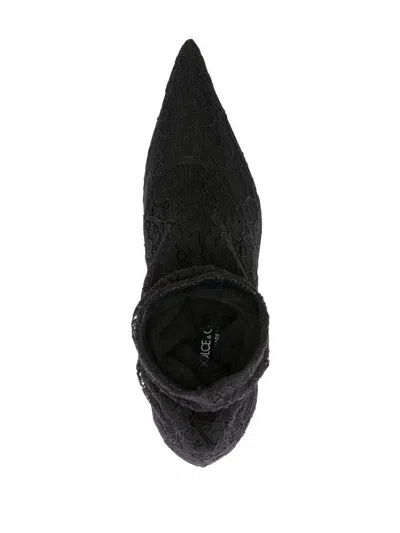 Dolce & Gabbana Fabric Ankle Boots In Black