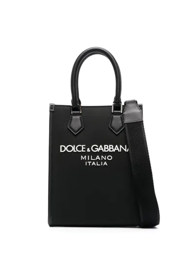 Dolce & Gabbana Leather Bag With Logo On The Front In Black