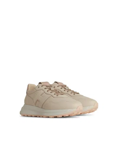 Hogan White Leather H641 Sneakers In Beige