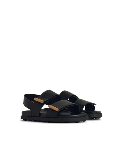 Tod's Women Sandal With Two Leather Straps In Black