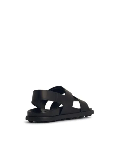 Tod's Women Sandal With Two Leather Straps In Black