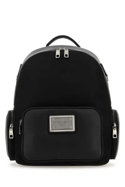 Dolce & Gabbana Black Fabric And Leather Backpack