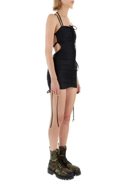 Balenciaga Women Black Stretch Nylon Mini Dress