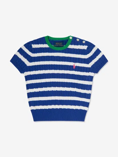 Polo Ralph Lauren Ralph Lauren Girls Striped Cable Knit Top And Skirt Set In Blue