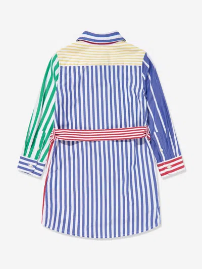 Polo Ralph Lauren Girls Striped Shirt Dress In Multicoloured