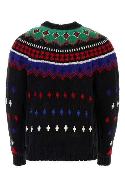 Shop Moncler Embroidered Wool Blend Tricot Sweater