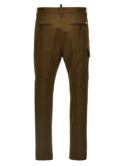 Dsquared2 Olive Cotton Blend Cargo Trousers In Green