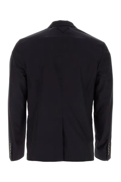Prada Structured Cotton Blazer With Notch Lapels