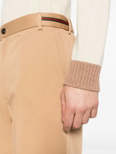 Gucci Web-detail Cotton Trousers