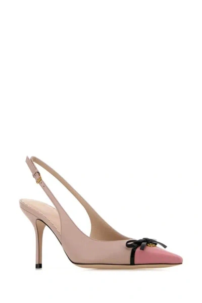 Valentino Vlogo Pointed Slingback Leather Kitten Pumps
