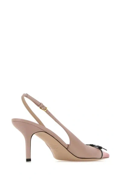 Valentino Vlogo Pointed Slingback Leather Kitten Pumps