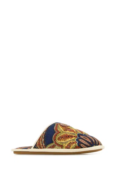Valentino Multicolor Floral Cotton Slide Slippers For Home And Short Outings
