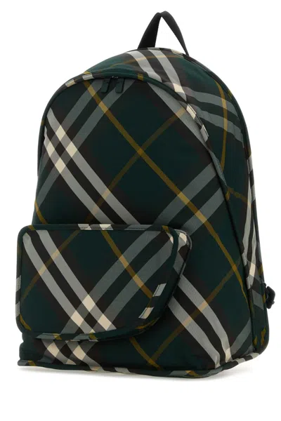 Burberry Check Pattern Shield Backpack With Front Zip