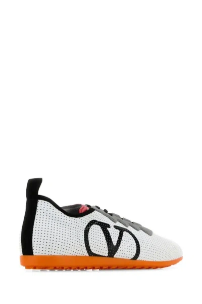 Valentino Garavani White Sneakers With Asymmetric Toe And Vlogo Detail On The Side In Tech Fabric Ma In White