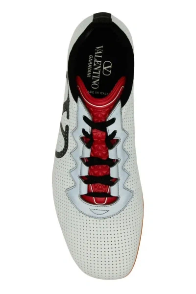 Valentino Garavani White Sneakers With Asymmetric Toe And Vlogo Detail On The Side In Tech Fabric Ma In White