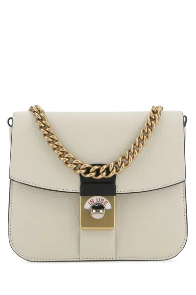 Maison Margiela Two-tone Leather And Cotton New Lock Square Handbag