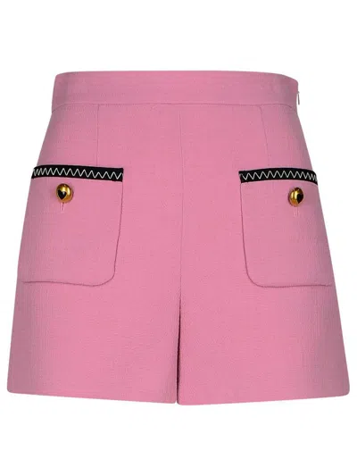 Moschino Pink Virgin Wool Blend Shorts In Pink