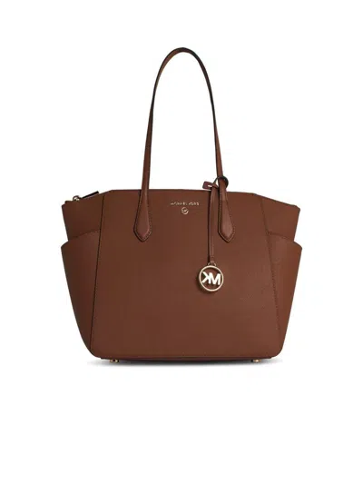 Michael Kors Marylin Brown Leather Shopping Bag In Brown