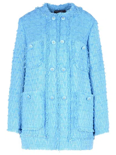 Dolce & Gabbana Light Blue Cotton Blend Jacket In Blue