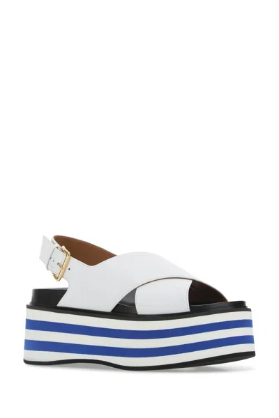 Marni Striped Leather Wedge-heel Sandals
