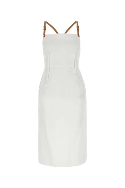 Prada White Linen Blend Dress