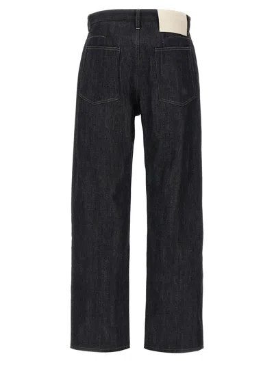 Jil Sander Blue Jeans With Belt Loops And Logo Patch On The Rear In Denim Man In Blue