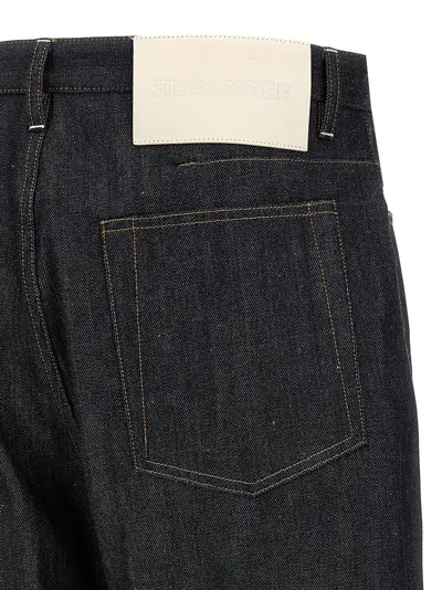 Jil Sander Blue Jeans With Belt Loops And Logo Patch On The Rear In Denim Man In Blue