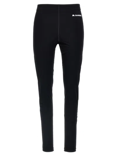 Jil Sander Black Leggings With Printed Waistband