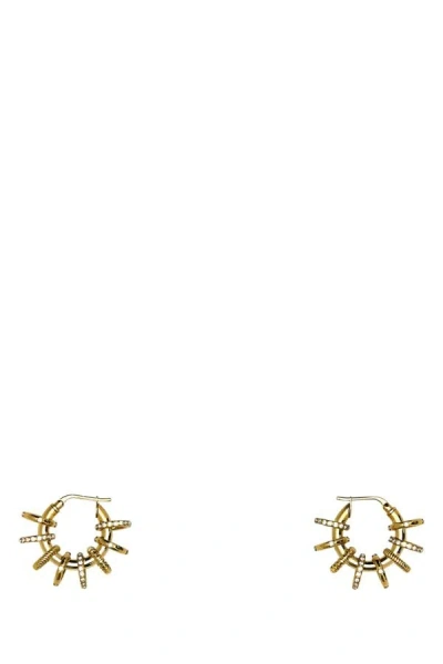 Amina Muaddi Multiring Hoop Earrings With Embellished Textured Finish In Multicolor