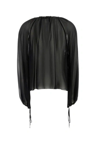 Blumarine Black Silk Georgette Blouse In Black