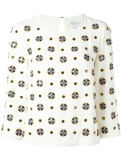 Shop Diane Von Furstenberg Dvf  - Geometric Pattern Embellished Blouse