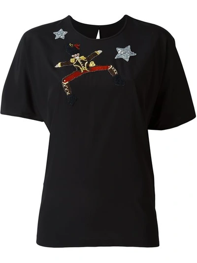 Dolce & Gabbana Embroidered Toy Soldier T In Black