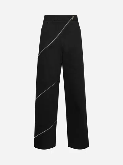 Alaïa Womens Noir Alaia Spiral Two-patch-pockets Wide-leg High-rise Denim-blend Trousers