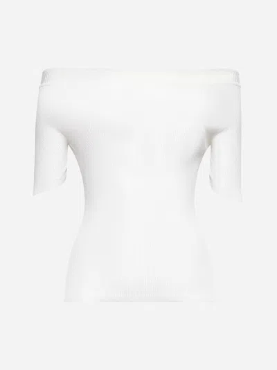 Khaite White Boat Neck Top